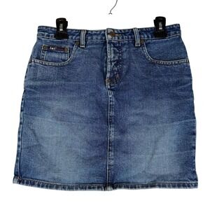 L.e.i. Denim Mini Skirt Juniors 5 Blue Jean Straight Five Pocket Casual